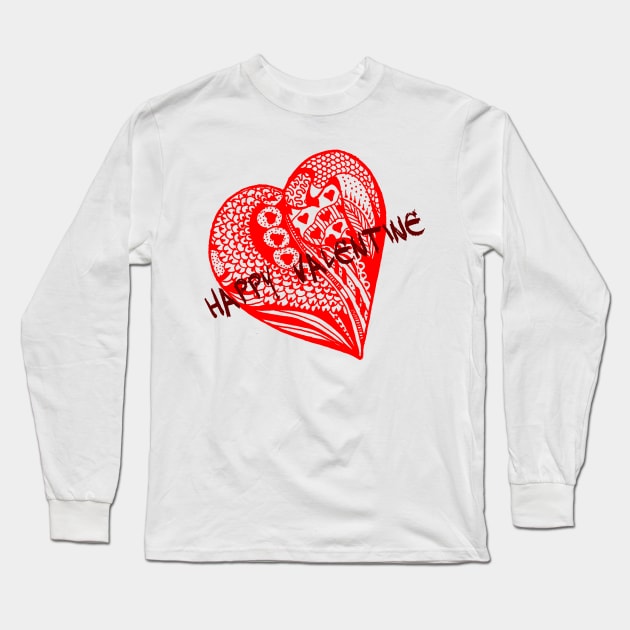 Happy Valentine Heart 11 Aussie Tangle Long Sleeve T-Shirt by Heatherian